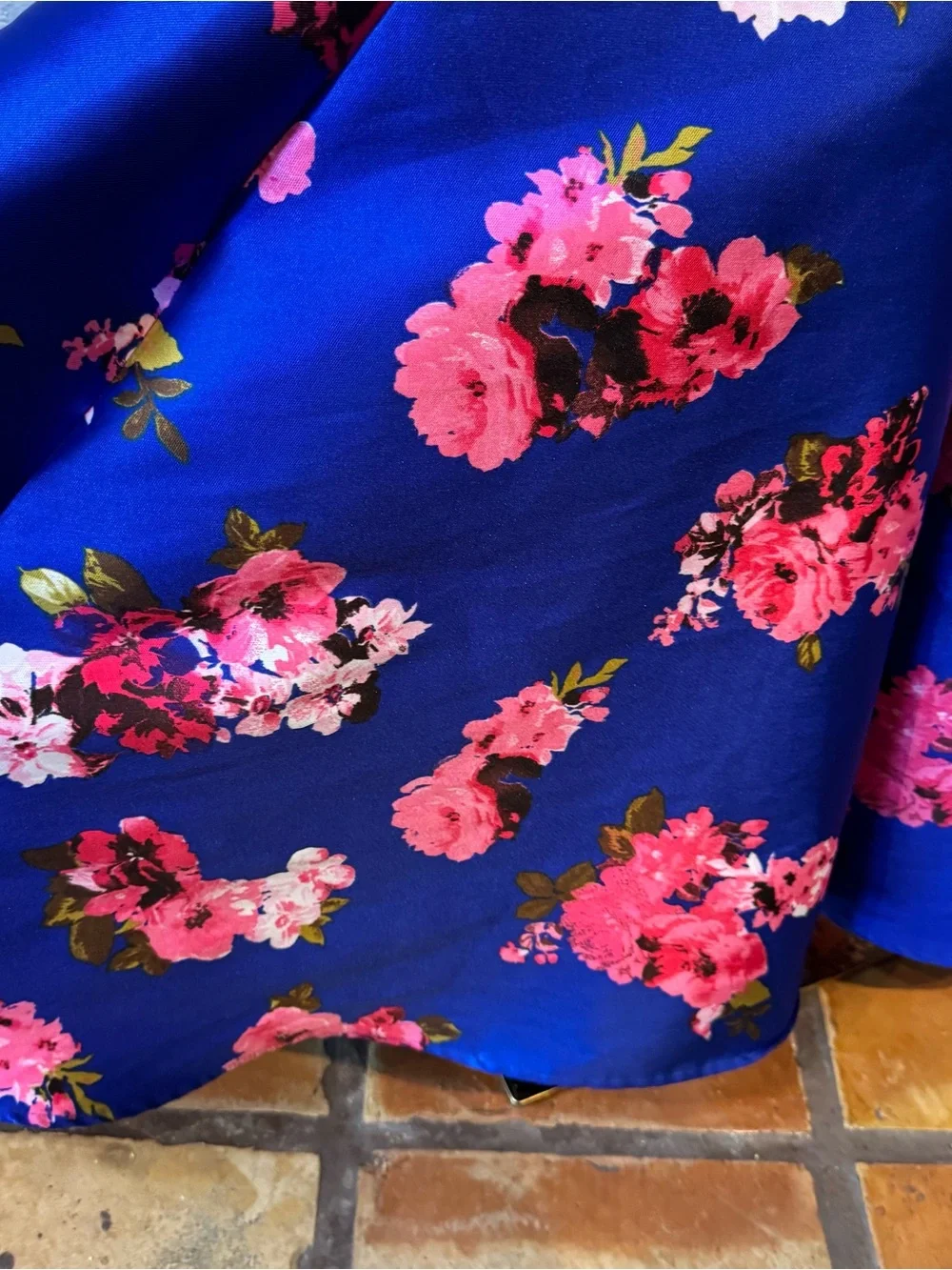 B. Darlin Blue Pink Floral Mermaid Fit and Flare Formal Maxi Skirt Womens 1/2